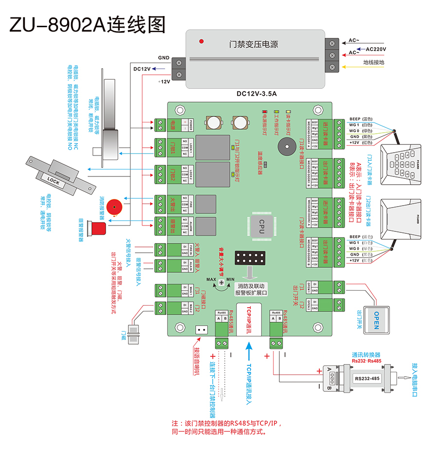 二路门禁控制器连线图