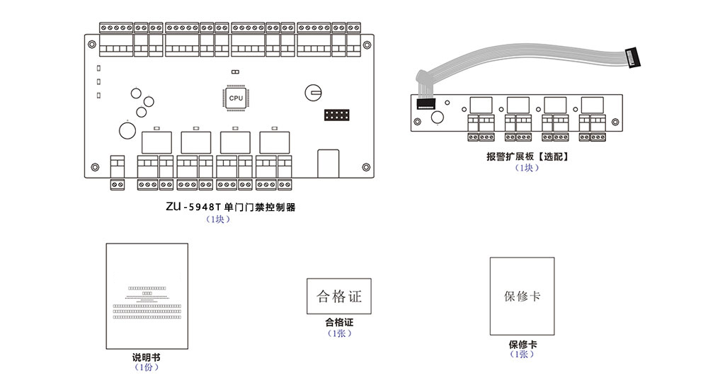 四门门禁控制器配件清单